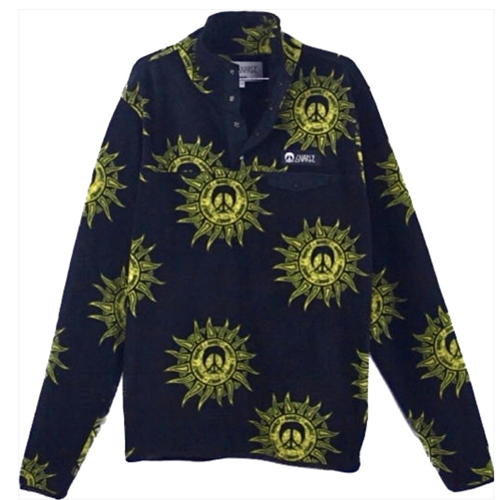 Gnarly Men's Black and Yellow Sun Pattern Sweater